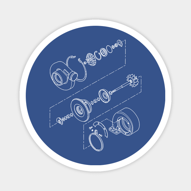 Turbocharger Blueprint Magnet by Widmore